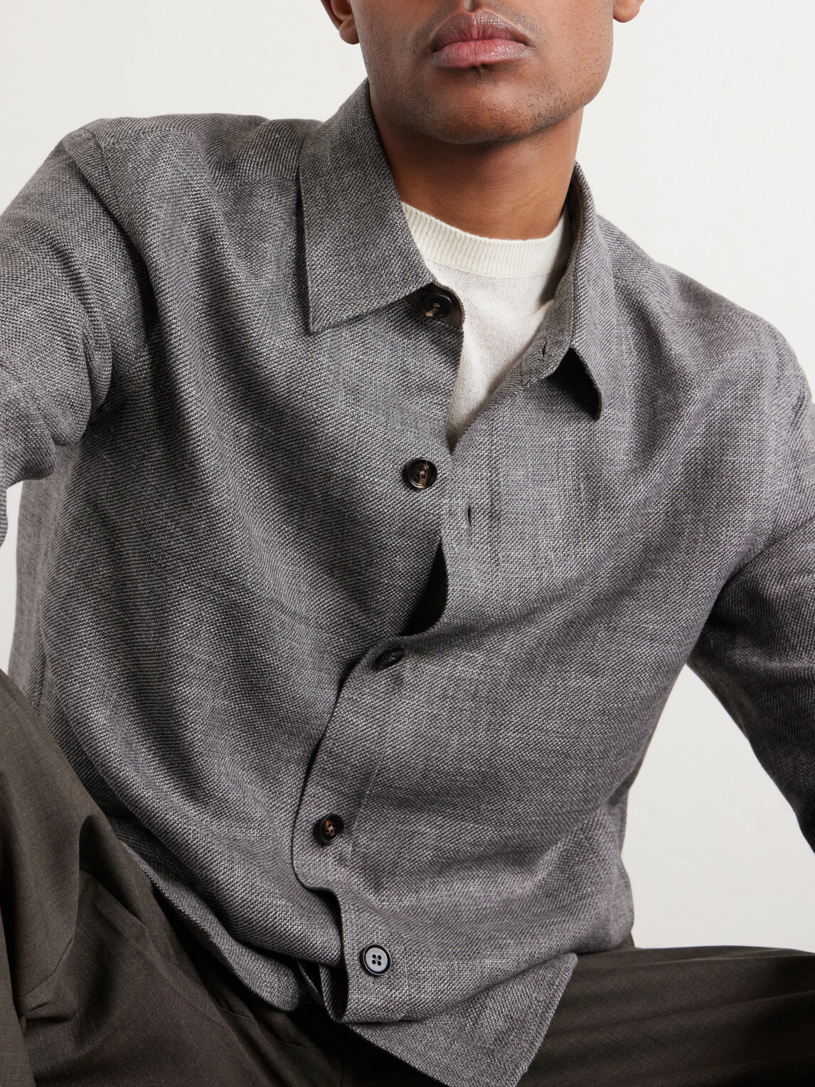 Zegna - Cashmere, Linen and Silk-Blend Overshirt - Gray