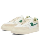 Stepney Workers Club Men's Pearl S-Strike Leather Sneaker in White/Spring Green
