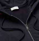 Moncler - Loopback Cotton-Jersey Zip-Up Hoodie - Midnight blue