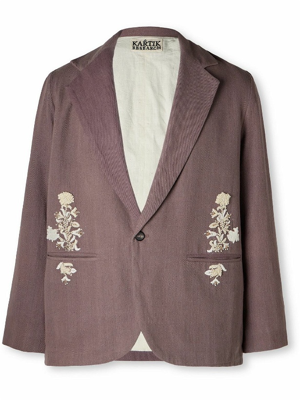 Photo: Kartik Research - Embellished Cotton Blazer - Purple