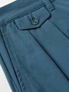 Beams Plus - Wide-Leg Pleated Cotton-Twill Shorts - Blue