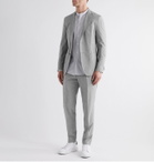 Hugo Boss - Bardon Slim-Fit Tapered Melangé Woven Drawstring Suit Trousers - Gray