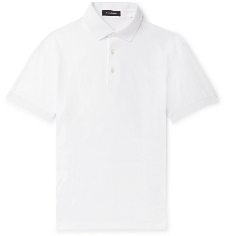 Photo: Ermenegildo Zegna - Slim-Fit Cotton-Jersey Polo Shirt - White