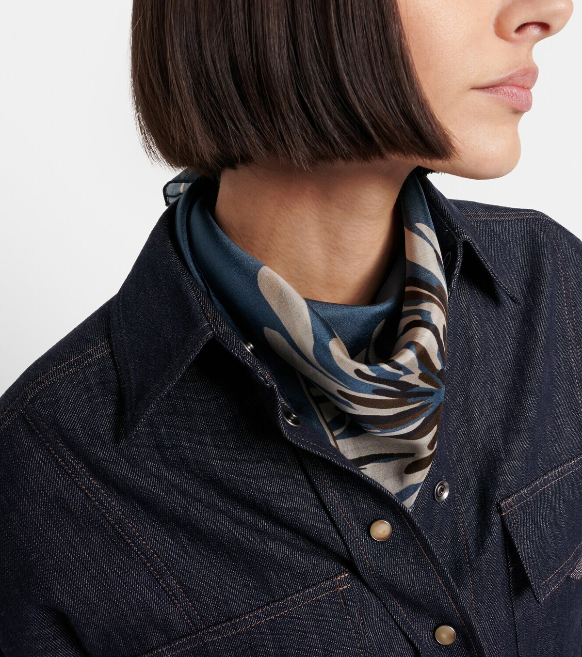 Brunello Cucinelli Floral silk twill scarf
