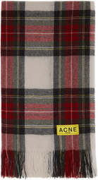 Acne Studios Red & Black Check Fringe Scarf