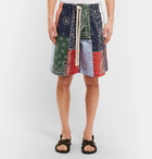 Loewe - Wide-Leg Patchwork Printed Cotton Drawstring Shorts - Men - Multi