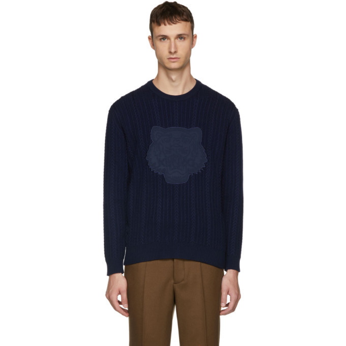 Photo: Kenzo Navy Tiger Cable Knit Crewneck Sweater