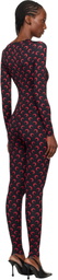 Marine Serre Black Moon Printed Jersey LS Jumpsuit
