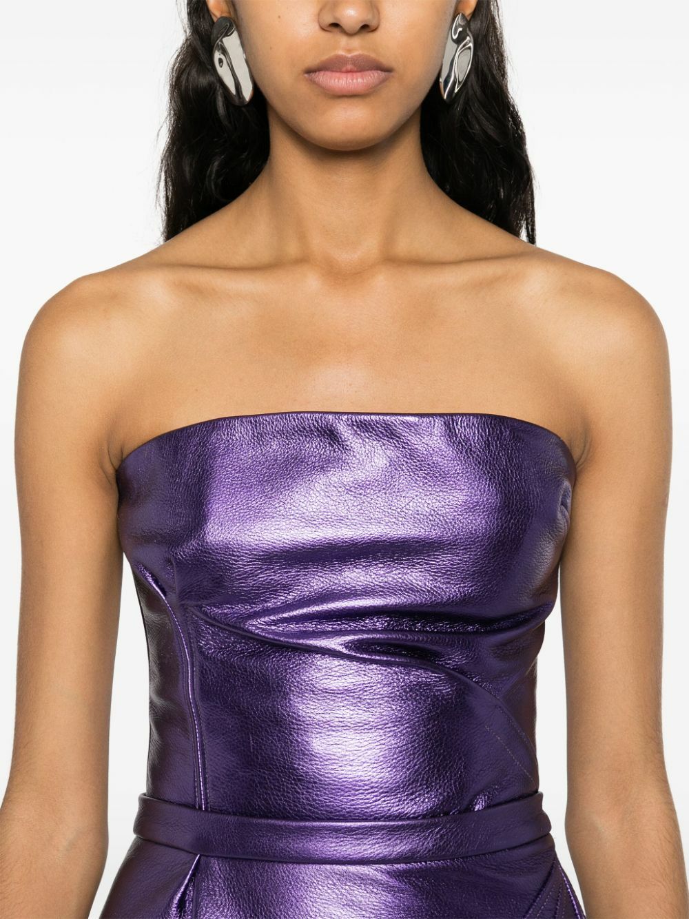 LAQUAN SMITH 売れ筋商品|||ラクアン スミス Tシャツ トップス レディース Tops Purple LaQuan Smith Purple Metallic Leather Top LaQuan Smith