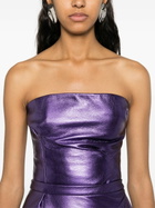 LaQuan Smith Purple Metallic Leather Top