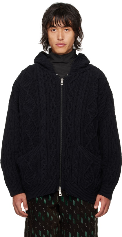 Photo: Robyn Lynch Black Oversized Cable-Knit Hoodie