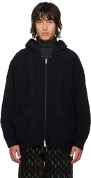 Robyn Lynch Black Oversized Cable-Knit Hoodie