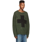 R13 Green Cross Donegal Sweater