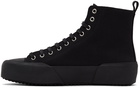 Jil Sander Black Canvas High-Top Sneakers