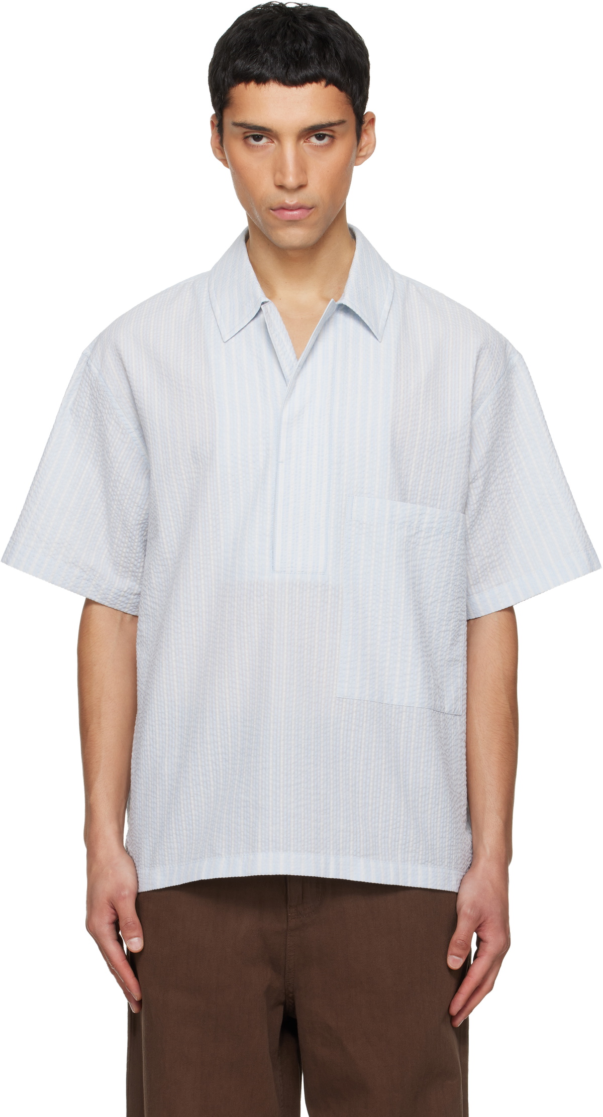 LE17SEPTEMBRE Blue Pullover Seersucker Shirt