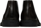 BOSS Brown Wool-Lined Grained Leather Desert Boots