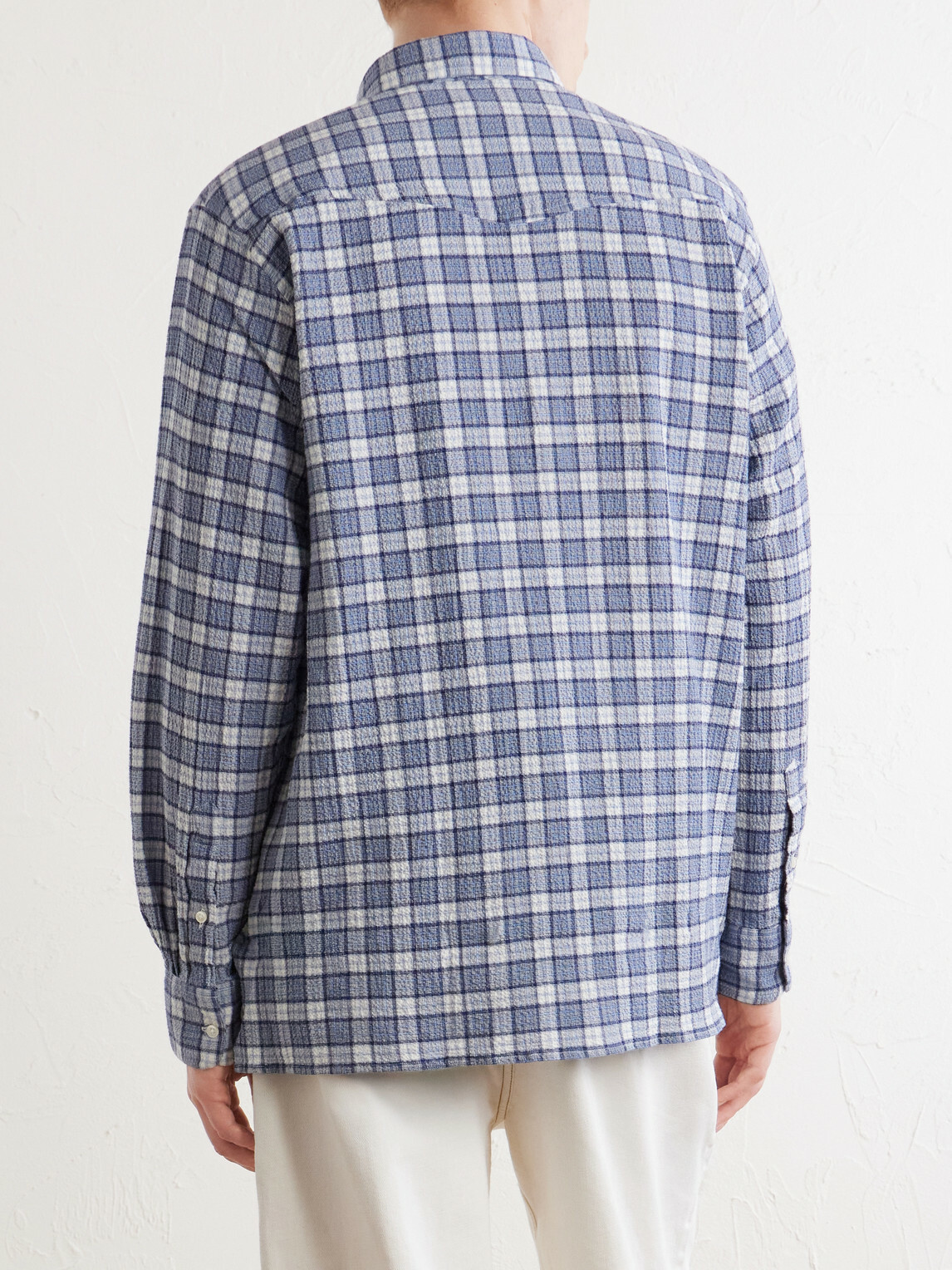 Officine Générale - Arsene Checked Cotton-Blend Shirt - Blue