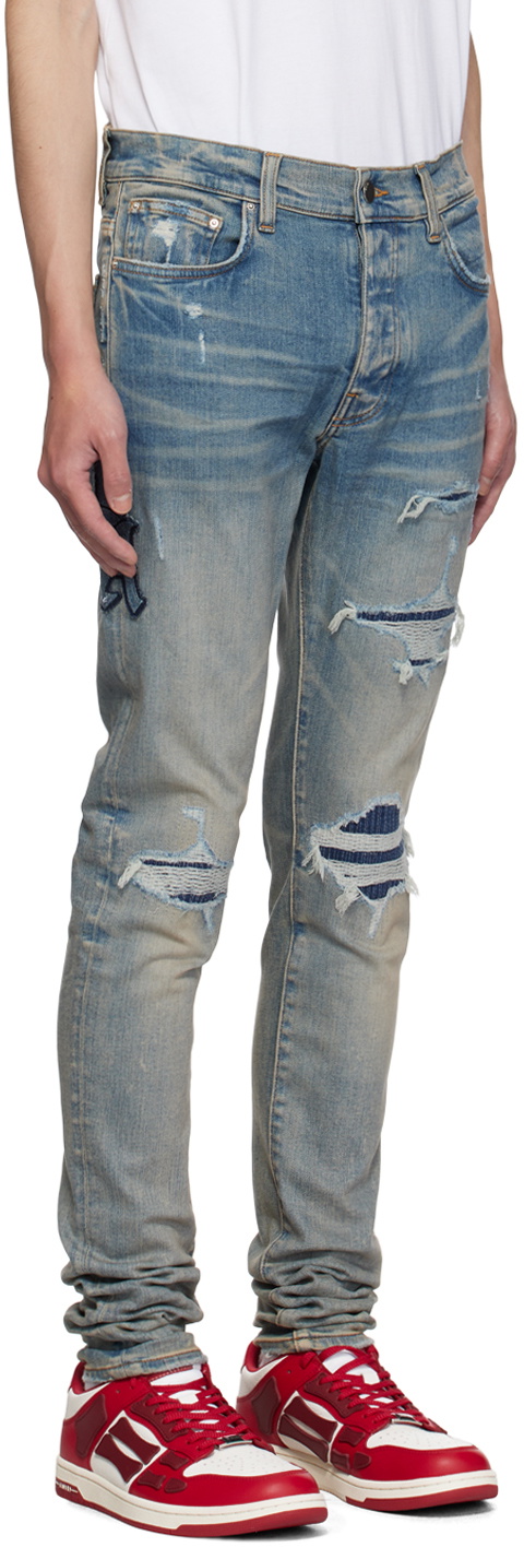 パンツ Amiri jeans virsity indigo AMIRI Indigo Varsity Repair Jeans Amiri