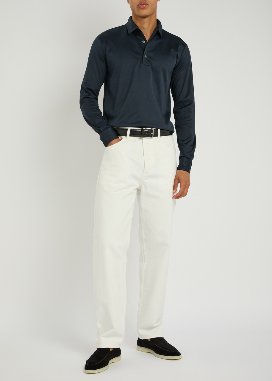 Aurélien Cotton-jersey Polo Shirt Navy