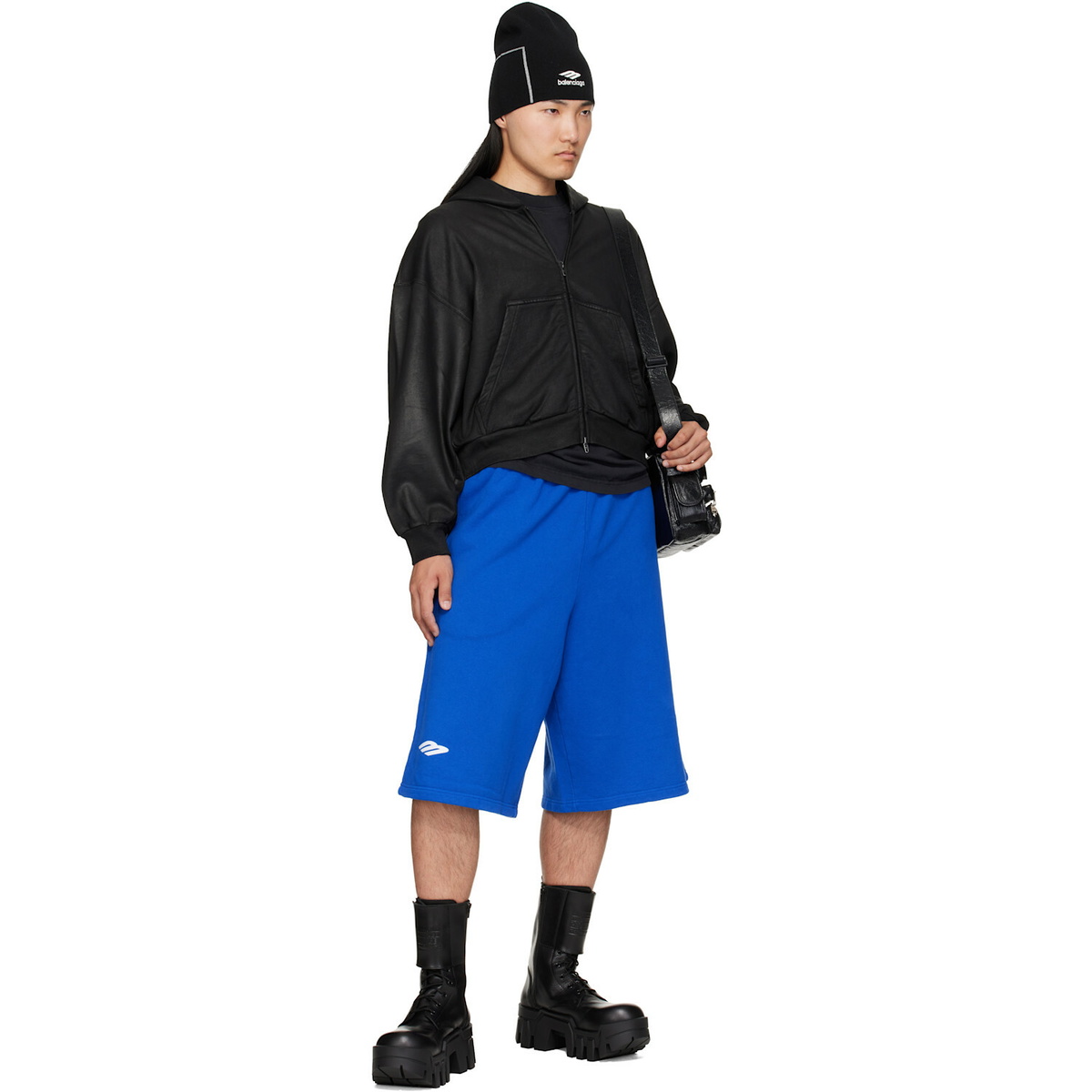 Balenciaga Black Cropped Zip-Up Hoodie