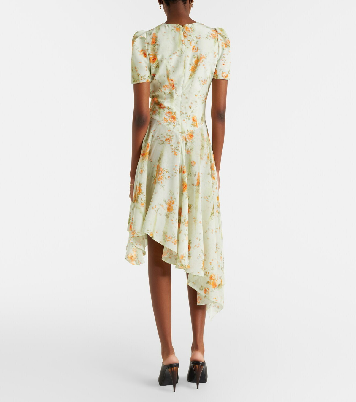 McQueen Floral asymmetric midi dress