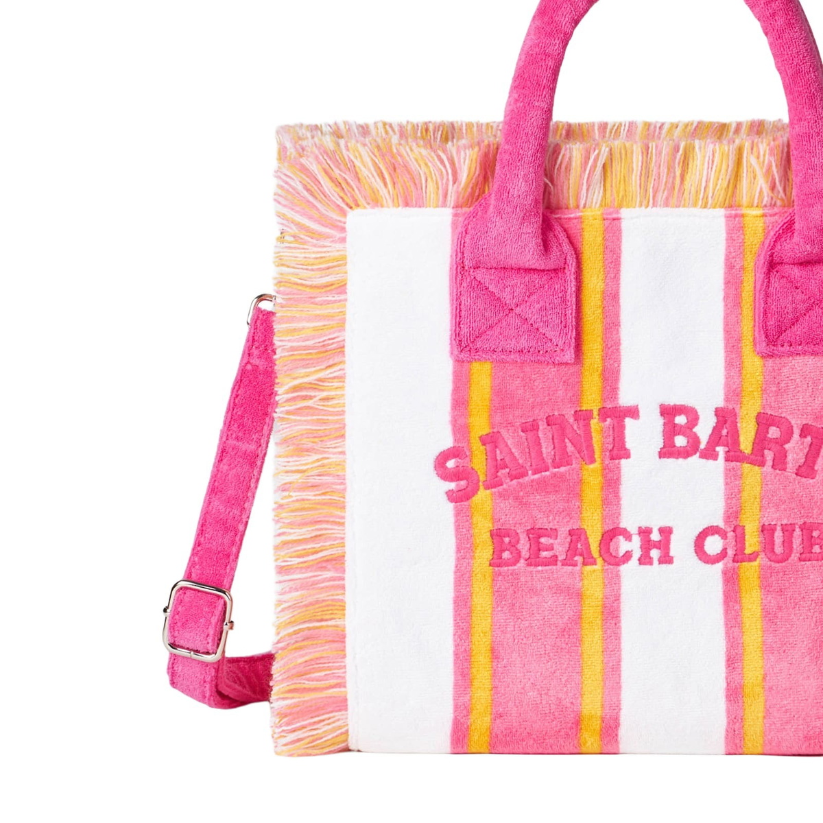 MC2 Saint Barth Colette Striped Terry Handbag With Saint Barth Beach Club Embroidery