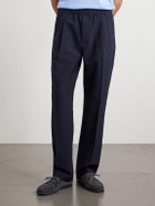 Altea - Straight-Leg Pleated Wool-Blend Seersucker Trousers - Blue