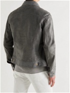 DUNHILL - Slim-Fit Suede Trucker Jacket - Gray