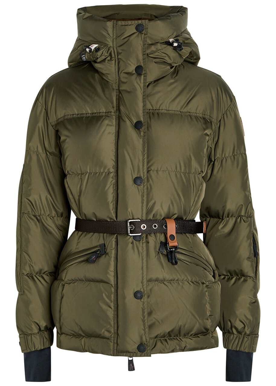 Moncler Salastrains Belted Padded Shell Jacket Green Dark