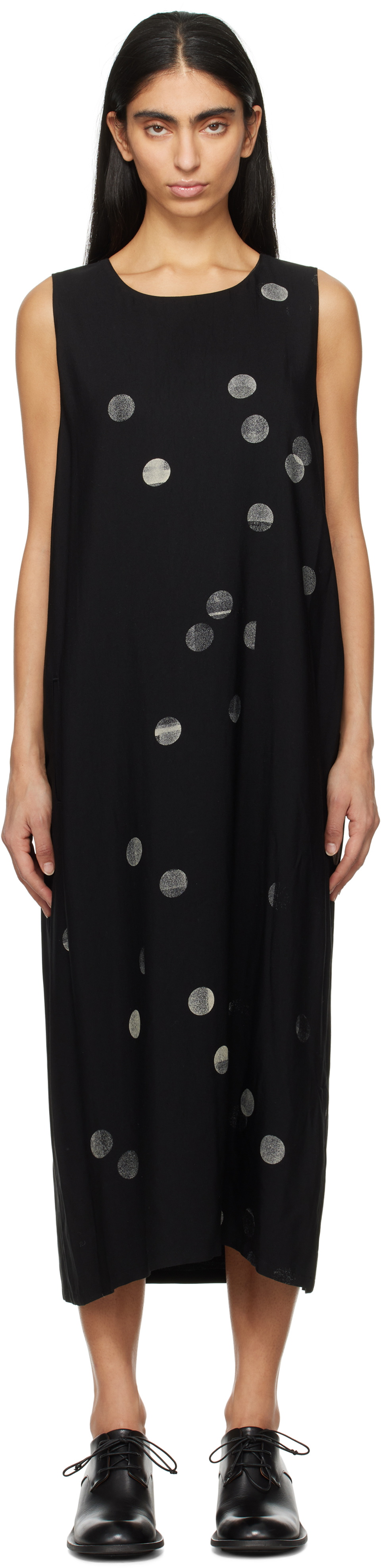 Y's Black Sleeve Less Midi Dress