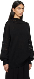 Y's Black Crochet Long Sleeve Sweater