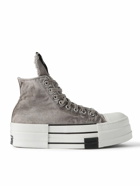 DRKSHDW by Rick Owens - Converse DBL DRKSTAR Distressed Over-Dyed Canvas High-Top Sneakers - Gray