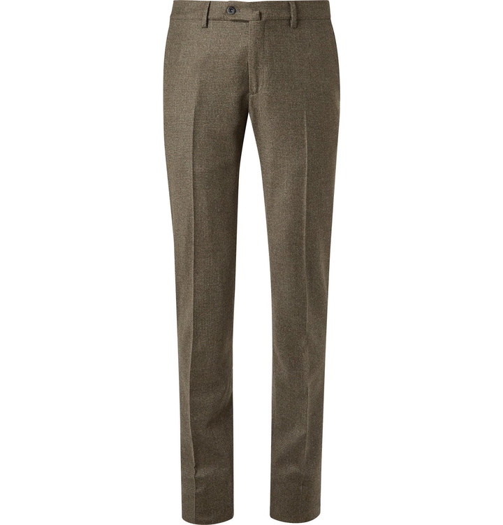 Photo: Loro Piana - Grey Slim-Fit Puppytooth Wool and Cashmere-Blend Trousers - Gray