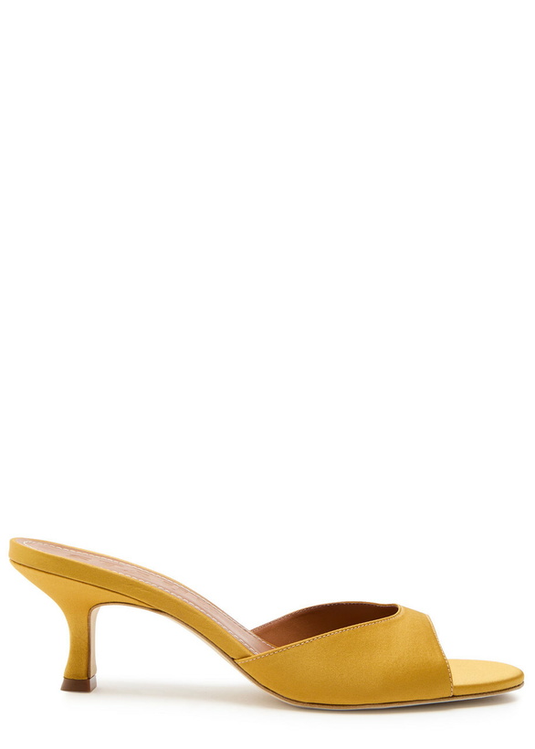 Photo: Staud Brigette Satin Mules Gold