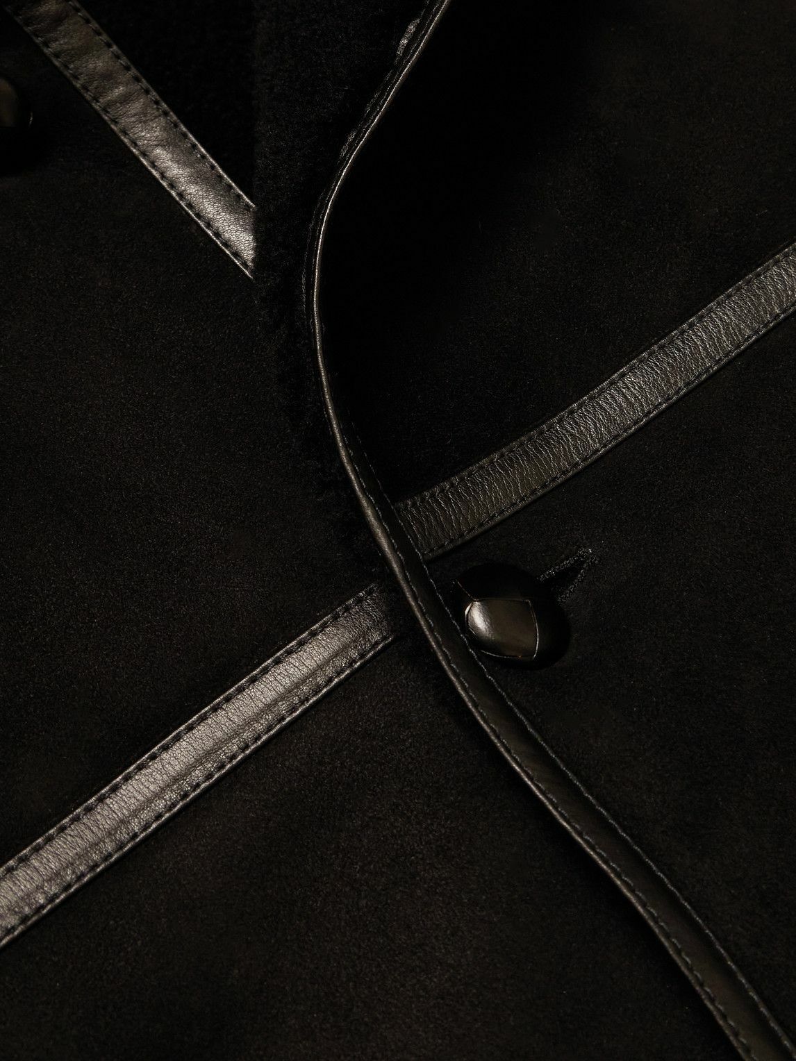 Drake's - HIM Leather-Trimmed Shearling Coat - Black