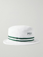 Polo Ralph Lauren - Wimbledon Webbing-Trimmed Logo-Appliquéd Cotton-Blend Terry Bucket Hat - White