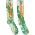 Palm Angels Green Tie-Dye Flames Socks