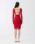 Pinko Fitted Lace Dress With Open Back Salsa Red