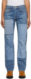 B Sides Blue Marcel Relaxed Straight Patchwork No. 3 Jeans