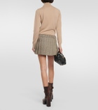 Miu Miu Checked pleated virgin wool miniskirt