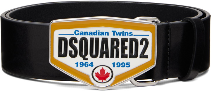Photo: Dsquared2 Black 'Dsquared2' Logo Plaque Belt