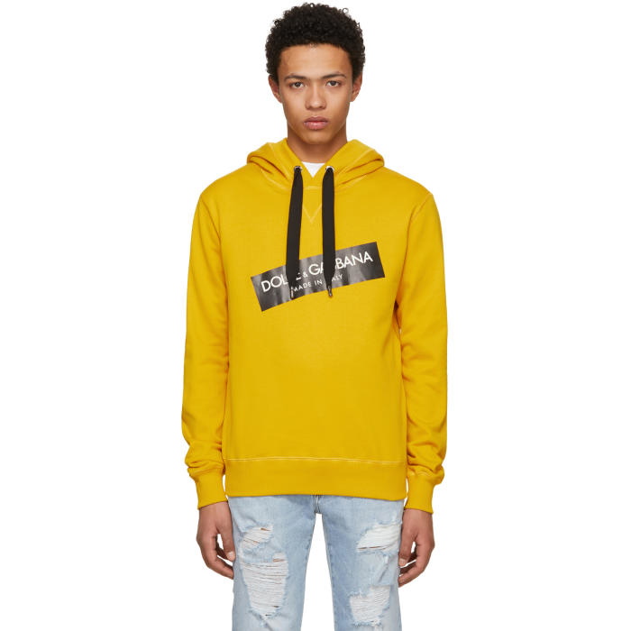 Photo: Dolce and Gabbana Yellow Oversized Logo Hoodie 