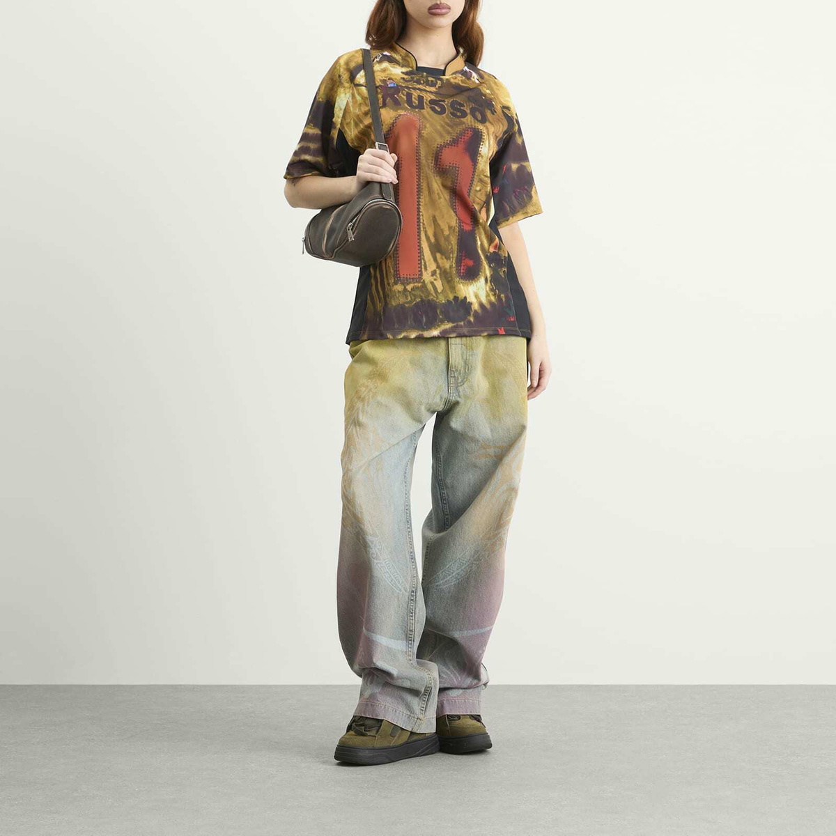 Paolina Russo Women's Denim Baggy Trousers in Pastel Rainbow