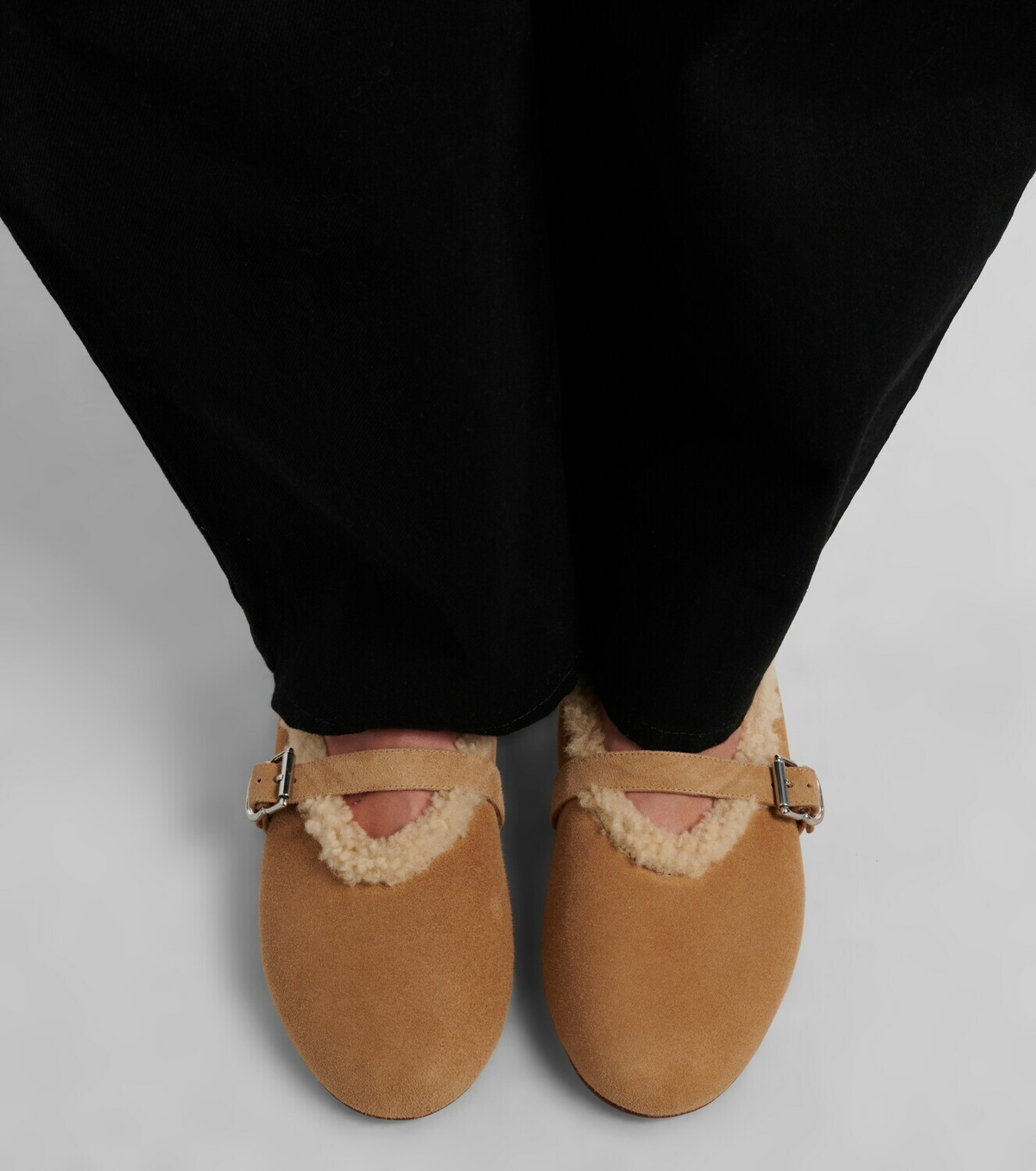 ALAIA 26S CROSS-STRAP FLATS IN DARK BROWN SUEDE WITH SILVER HARDWARE