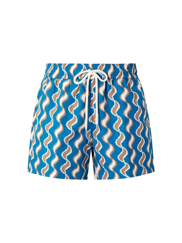 Photo: Frescobol Carioca - Rio Copa Straight-Leg Printed Swim Shorts - Blue