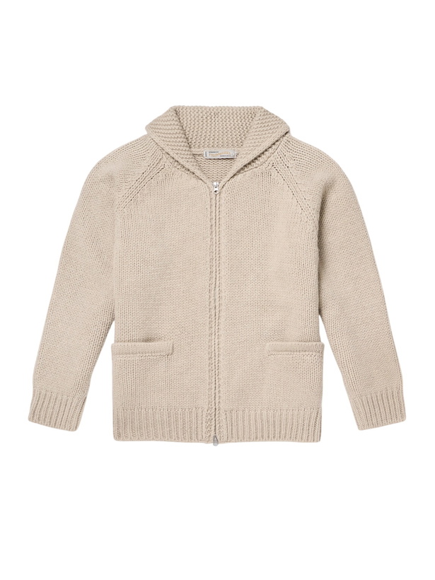 Photo: FrizmWORKS - Shawl-Collar Wool-Blend Zip-Up Cardigan - Neutrals