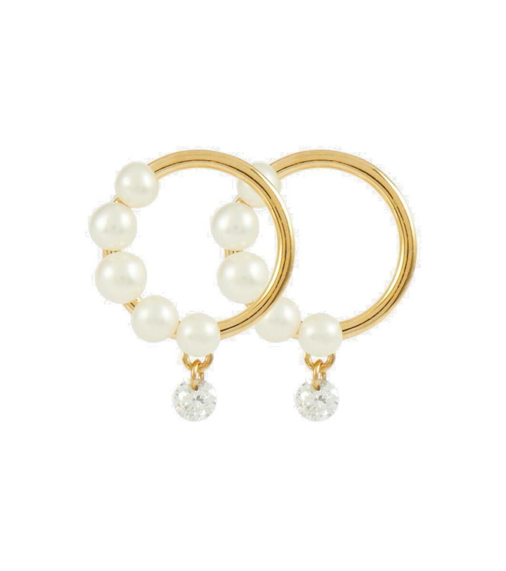 Photo: Persée Aphrodite 18kt gold hoop earrings with pearls and diamonds