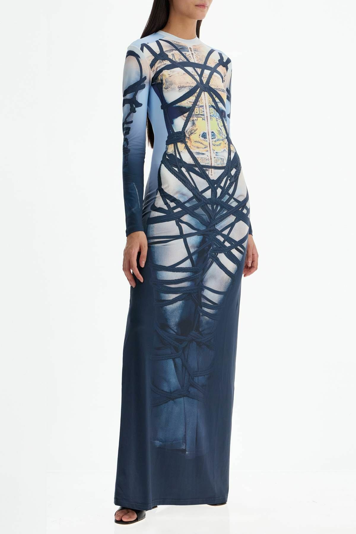 Y PROJECT long bondage print dress Light blue Y/Project