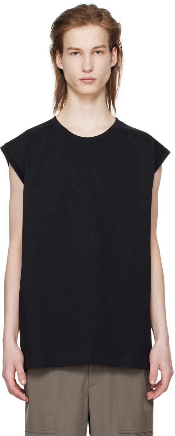 Helmut Lang Black Mesh Logo Tank Top Helmut Lang