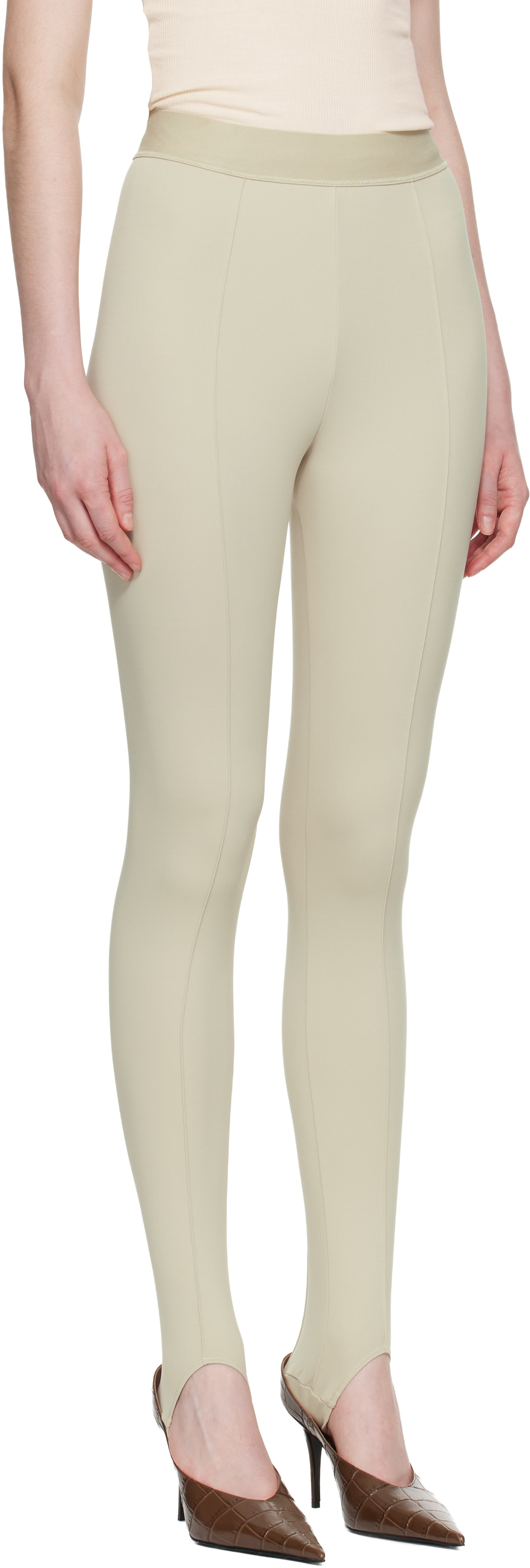 WARDROBE.NYC Beige Opaque Stirrup Leggings